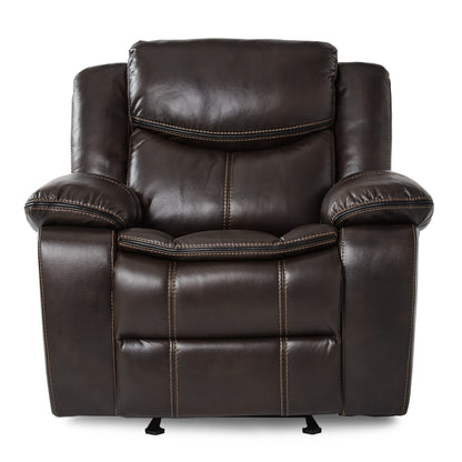Homelegance Bastrop Glider Recliner in Premium Brown Faux Leather 8230BRW-1