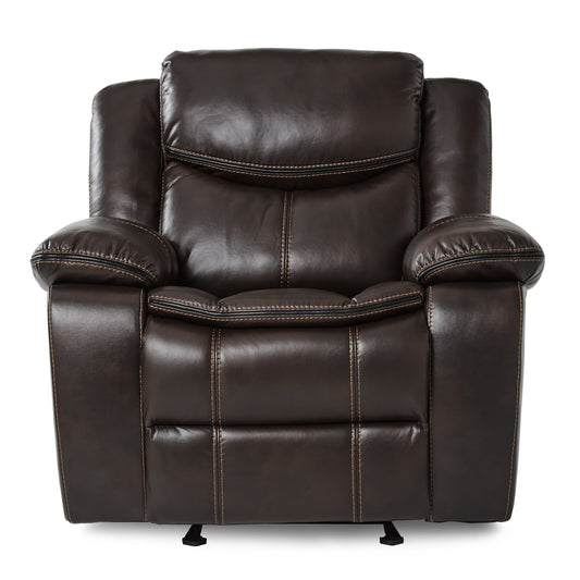 Homelegance Bastrop Glider Recliner in Premium Brown Faux Leather 8230BRW-1