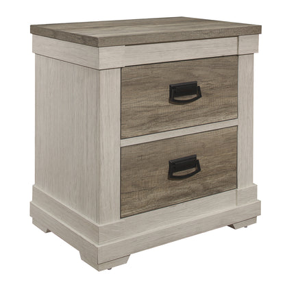 Homelegance Nightstand Arcadia Two-Tone Finish with Antique Black Handles 1677-4