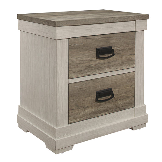 Homelegance Nightstand Arcadia Two-Tone Finish with Antique Black Handles 1677-4