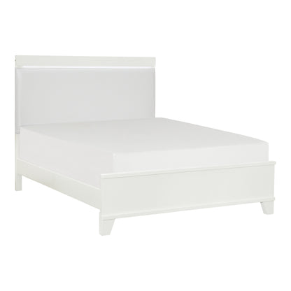 Homelegance Queen Bed Kerren White Opalescent Faux Leather Finish 1678W-1