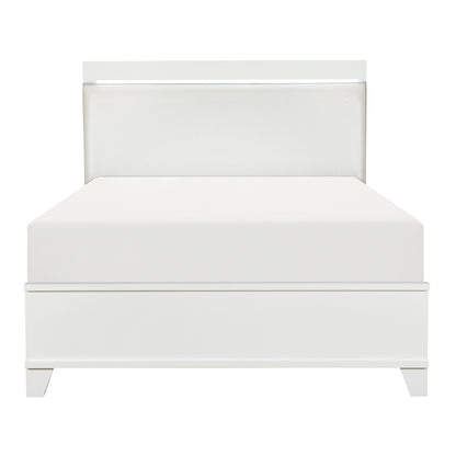 Homelegance Queen Bed Kerren White Opalescent Faux Leather Finish 1678W-1
