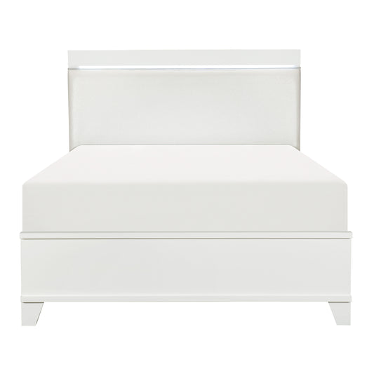 Homelegance Queen Bed Kerren White Opalescent Faux Leather Finish 1678W-1