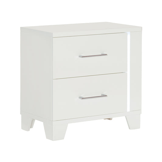 Homelegance Kerren Nightstand White High Gloss Finish with LED Lighting 1678W-4
