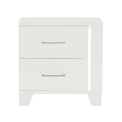Homelegance Kerren Nightstand White High Gloss Finish with LED Lighting 1678W-4