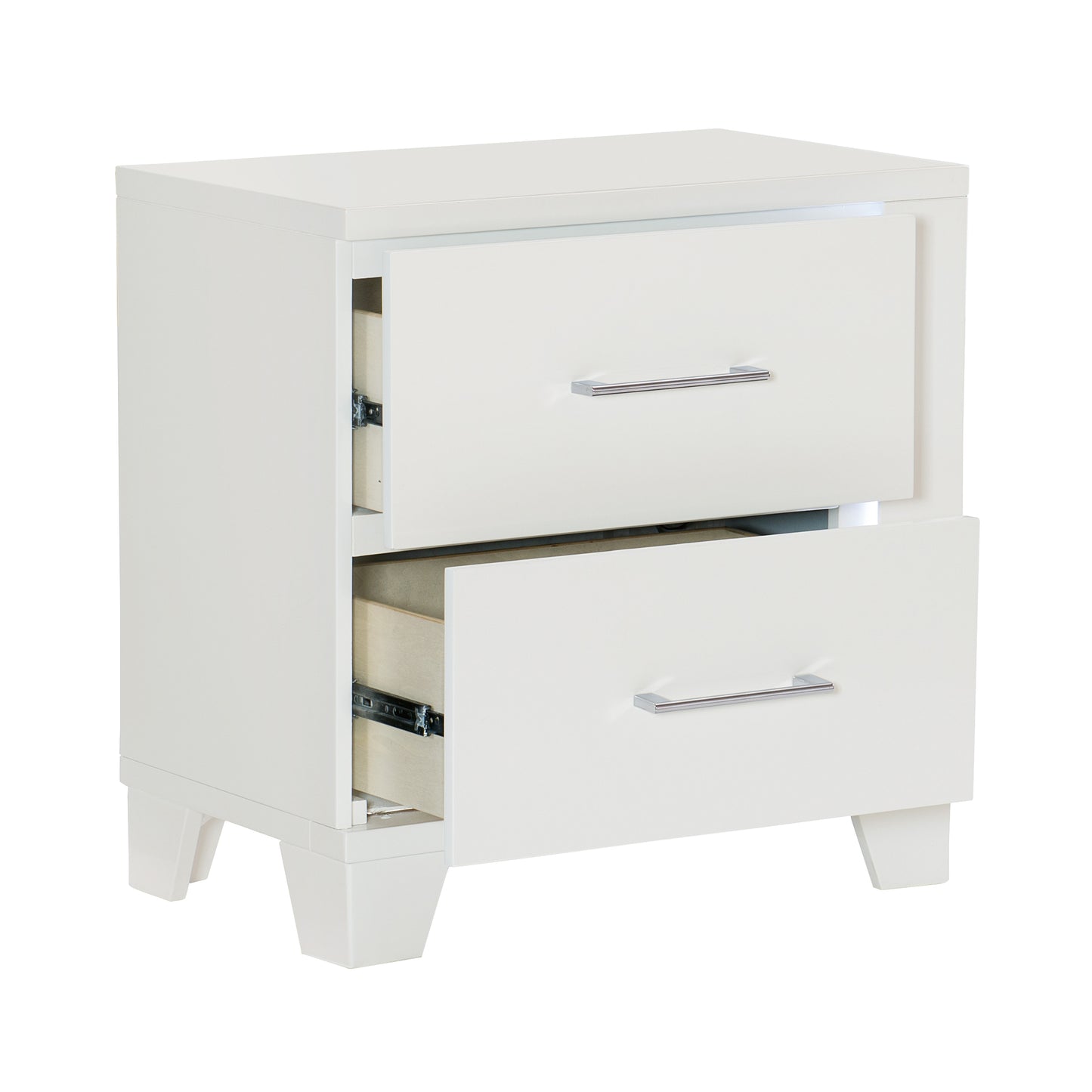 Homelegance Kerren Nightstand White High Gloss Finish with LED Lighting 1678W-4