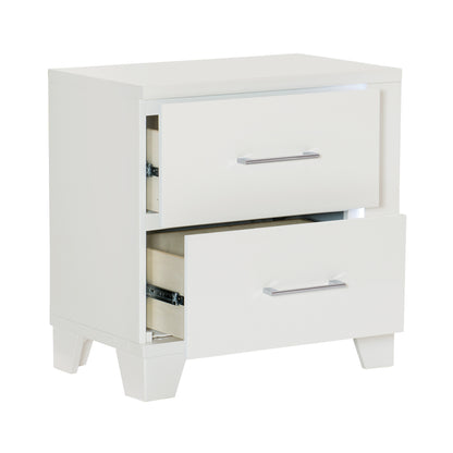 Homelegance Kerren Nightstand White High Gloss Finish with LED Lighting 1678W-4