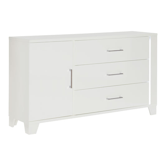 Homelegance Dresser Kerren White High Gloss Finish with LED Lighting 1678W-5