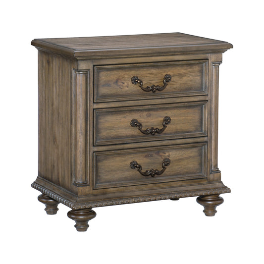 Homelegance Nightstand Rachelle Weathered Pecan Finish 1693-4