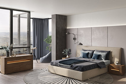 Modrest Brittany Modern Beige Fabric Bed