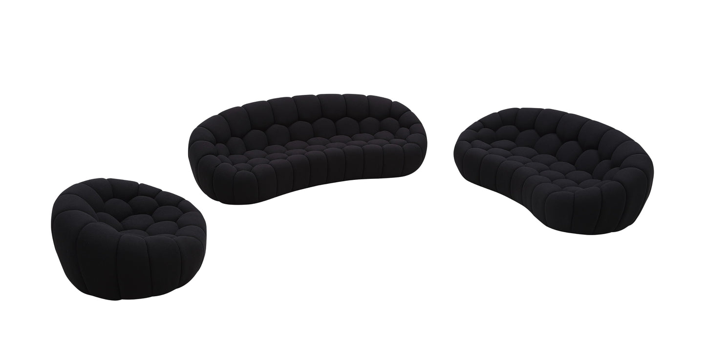 Divani Casa Yolonda Modern Curved Black Fabric Sofa Set
