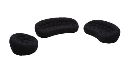 Divani Casa Yolonda Modern Curved Black Fabric Sofa Set