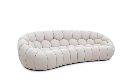 Divani Casa Yolonda Modern Curved Beige Fabric Sofa