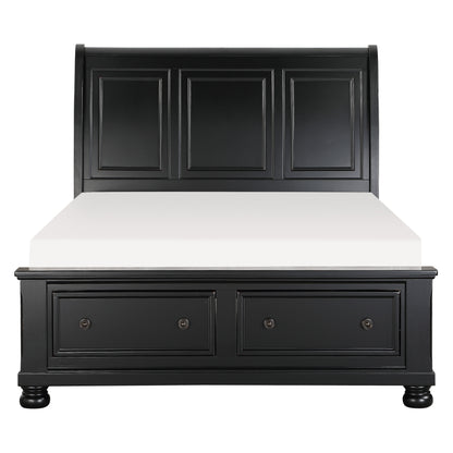 Homelegance Queen Bed Laurelin Black Sleigh Platform with Storage 1714BK-1