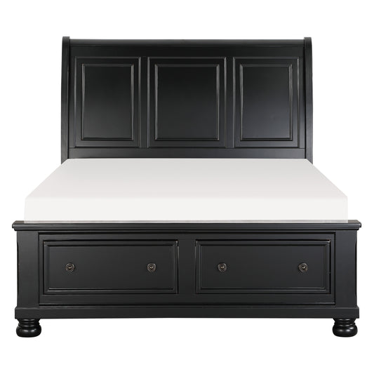 Homelegance Queen Bed Laurelin Black Sleigh Platform with Storage 1714BK-1