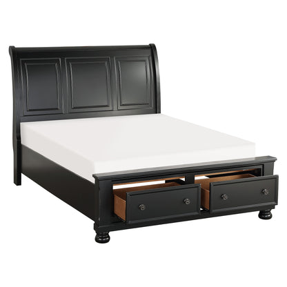 Homelegance Queen Bed Laurelin Black Sleigh Platform with Storage 1714BK-1
