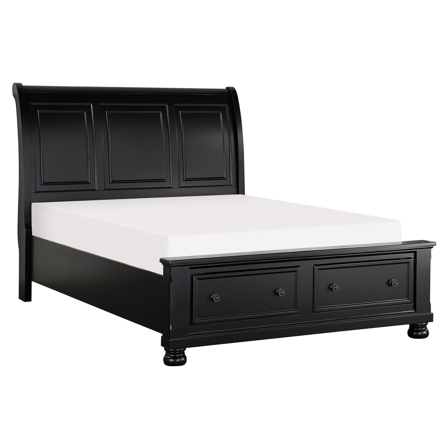 Homelegance Queen Bed Laurelin Black Sleigh Platform with Storage 1714BK-1