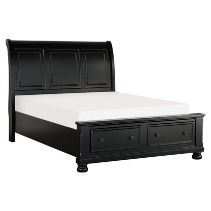 Homelegance Queen Bed Laurelin Black Sleigh Platform with Storage 1714BK-1