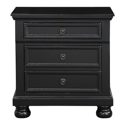 Homelegance Nightstand Laurelin Black Sand-Through Finish with Hidden Drawer 1714BK-4
