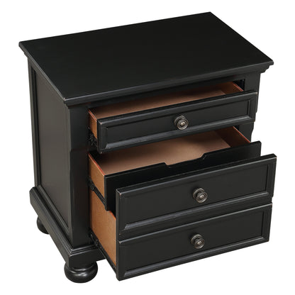 Homelegance Nightstand Laurelin Black Sand-Through Finish with Hidden Drawer 1714BK-4