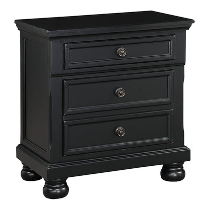 Homelegance Nightstand Laurelin Black Sand-Through Finish with Hidden Drawer 1714BK-4