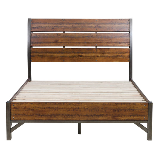 Homelegance Queen Bed Holverson Rustic Brown Milk Crate Finish 1715-1