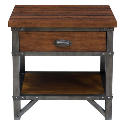 Homelegance Nightstand Holverson Rustic Brown Milk Crate Finish 1715-4