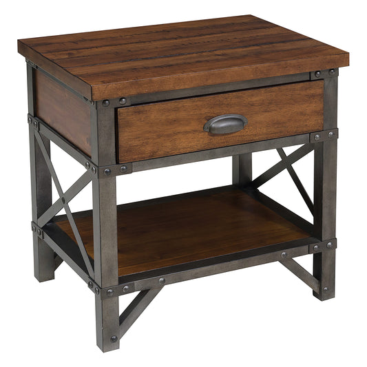Homelegance Nightstand Holverson Rustic Brown Milk Crate Finish 1715-4