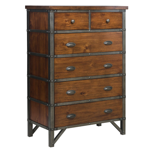 Homelegance Chest Rustic Brown Holverson Finish with Industrial Flair 1715-9