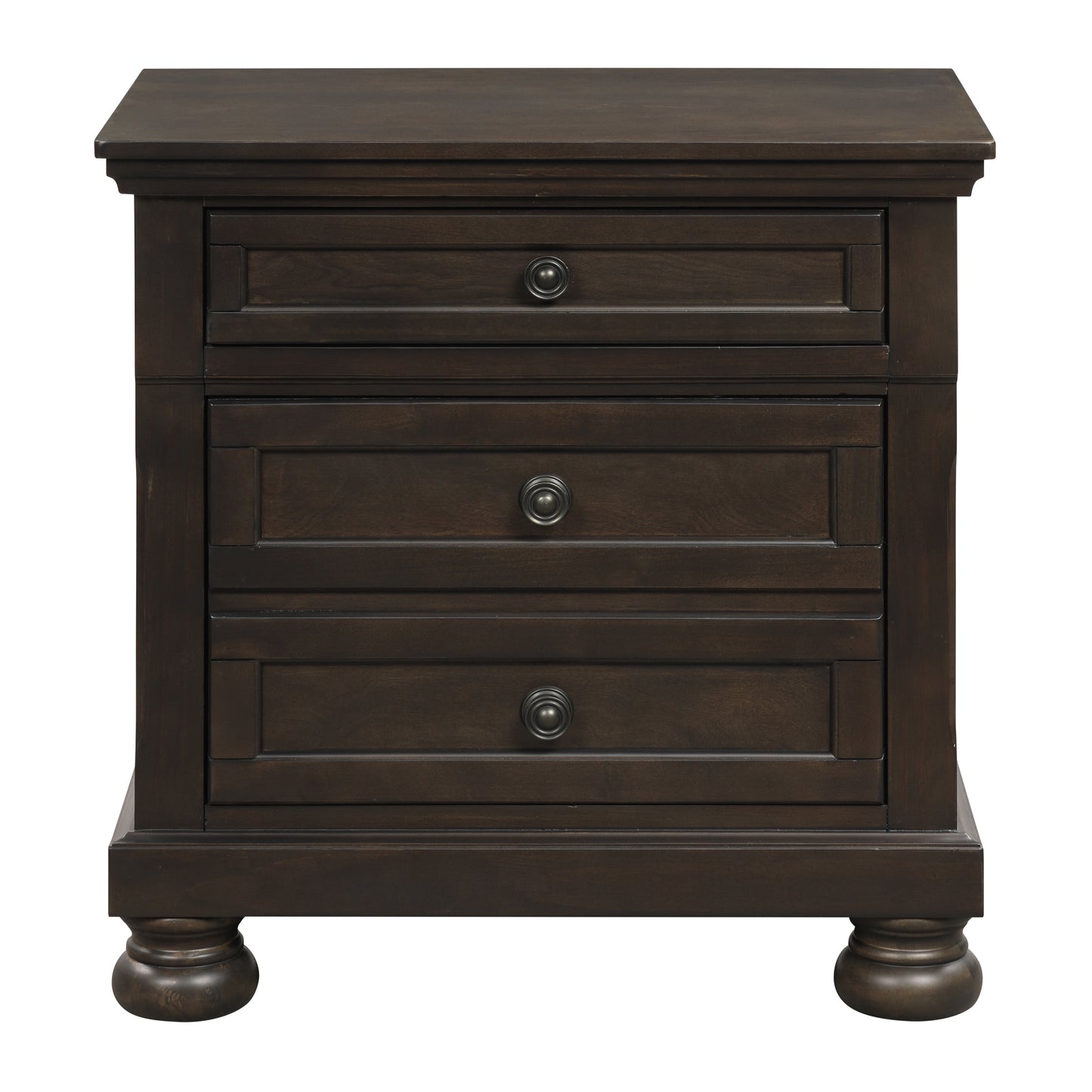 Homelegance Nightstand Begonia Grayish Brown Finish with Hidden Drawer 1718GY-4