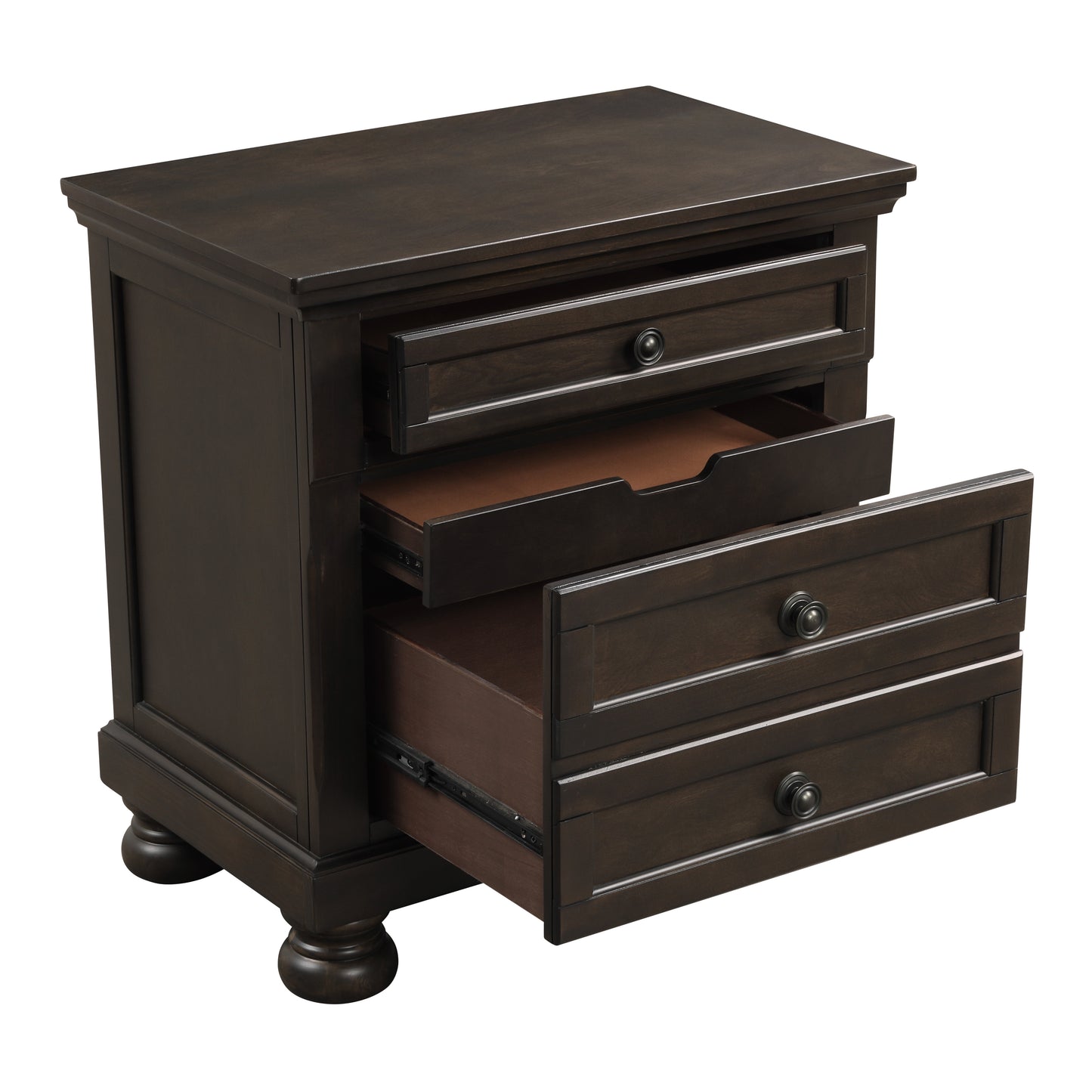 Homelegance Nightstand Begonia Grayish Brown Finish with Hidden Drawer 1718GY-4