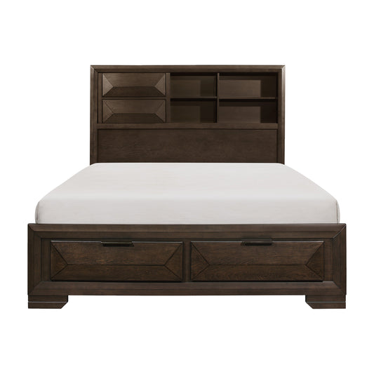 Homelegance Queen Bed Chesky Espresso with Storage Headboard 1753-1