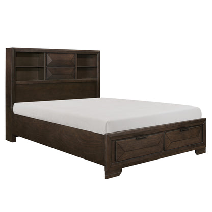 Homelegance Queen Bed Chesky Espresso with Storage Headboard 1753-1