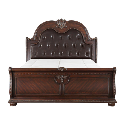 Homelegance Queen Bed Cavalier Dark Cherry Finish 1757-1