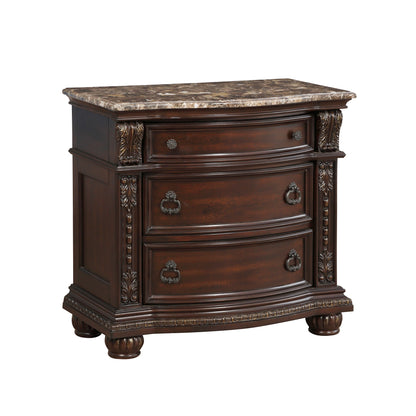 Homelegance Nightstand Cavalier Dark Cherry Finish with Marble Top 1757-4