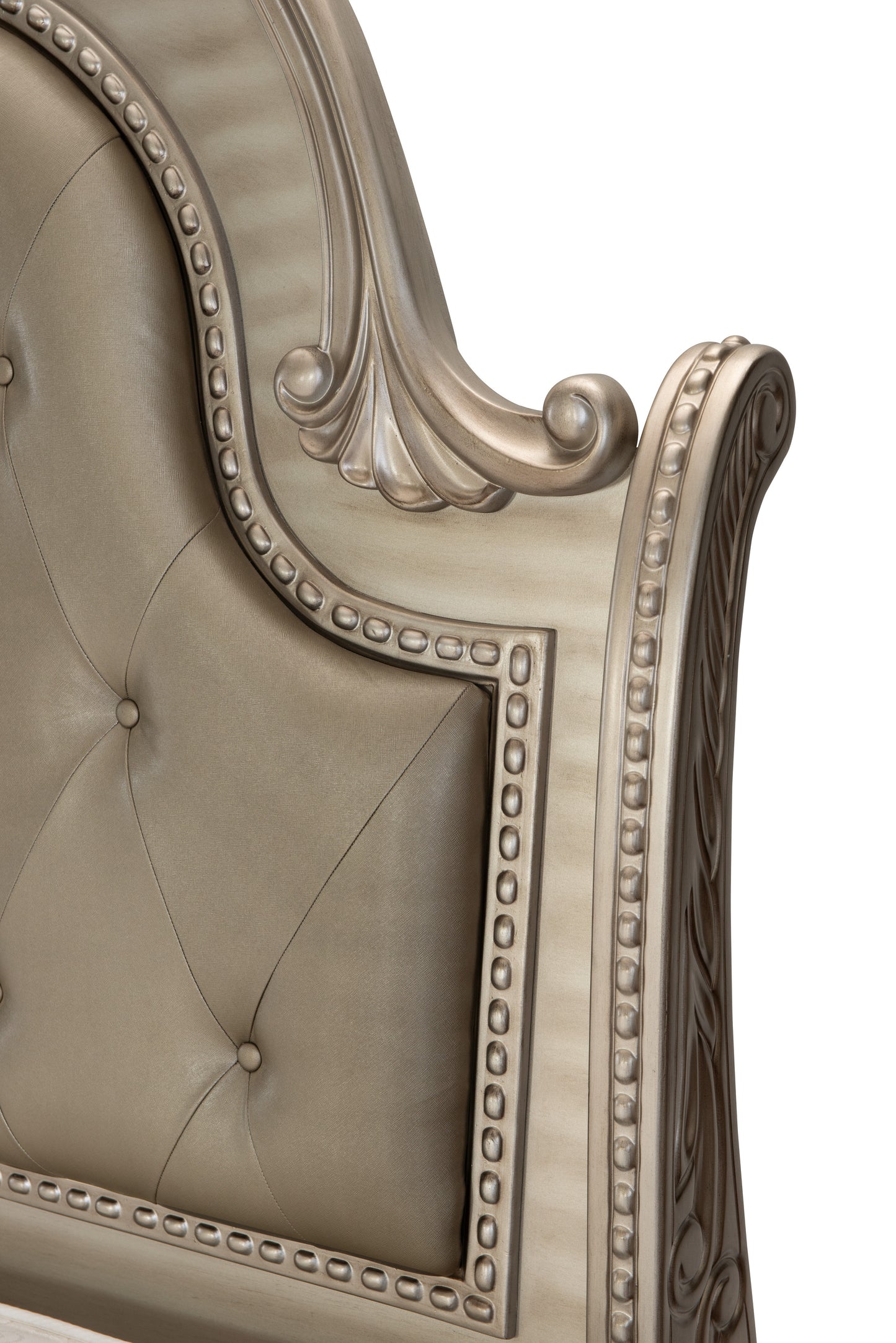 Homelegance Queen Bed Cavalier Silver Finish with Faux Leather Headboard 1757SV-1