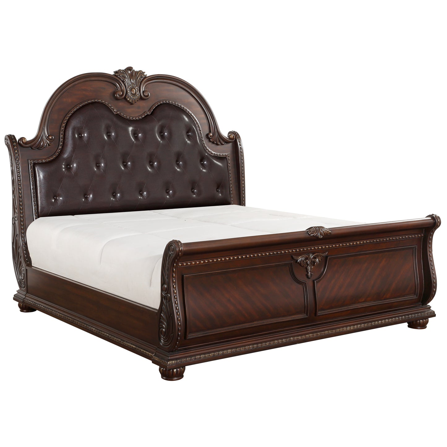 Homelegance Queen Bed Cavalier Dark Cherry Finish 1757-1