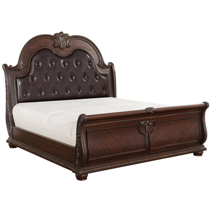 Homelegance Queen Bed Cavalier Dark Cherry Finish 1757-1
