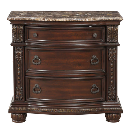Homelegance Nightstand Cavalier Dark Cherry Finish with Marble Top 1757-4