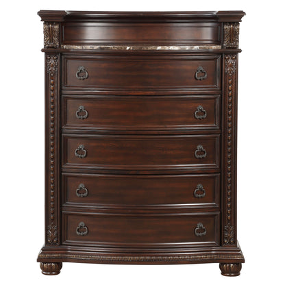 Homelegance Chest Cavalier Dark Cherry Finish with Marble Top 1757-9