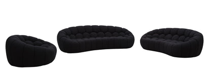 Divani Casa Yolonda Modern Curved Black Fabric Sofa Set