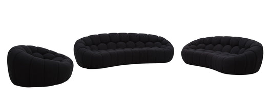 Divani Casa Yolonda Modern Curved Black Fabric Sofa Set