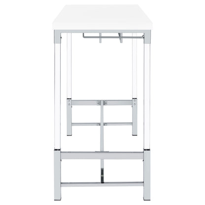 Norcrest 47-inch Acrylic Leg Bar Table White High Gloss