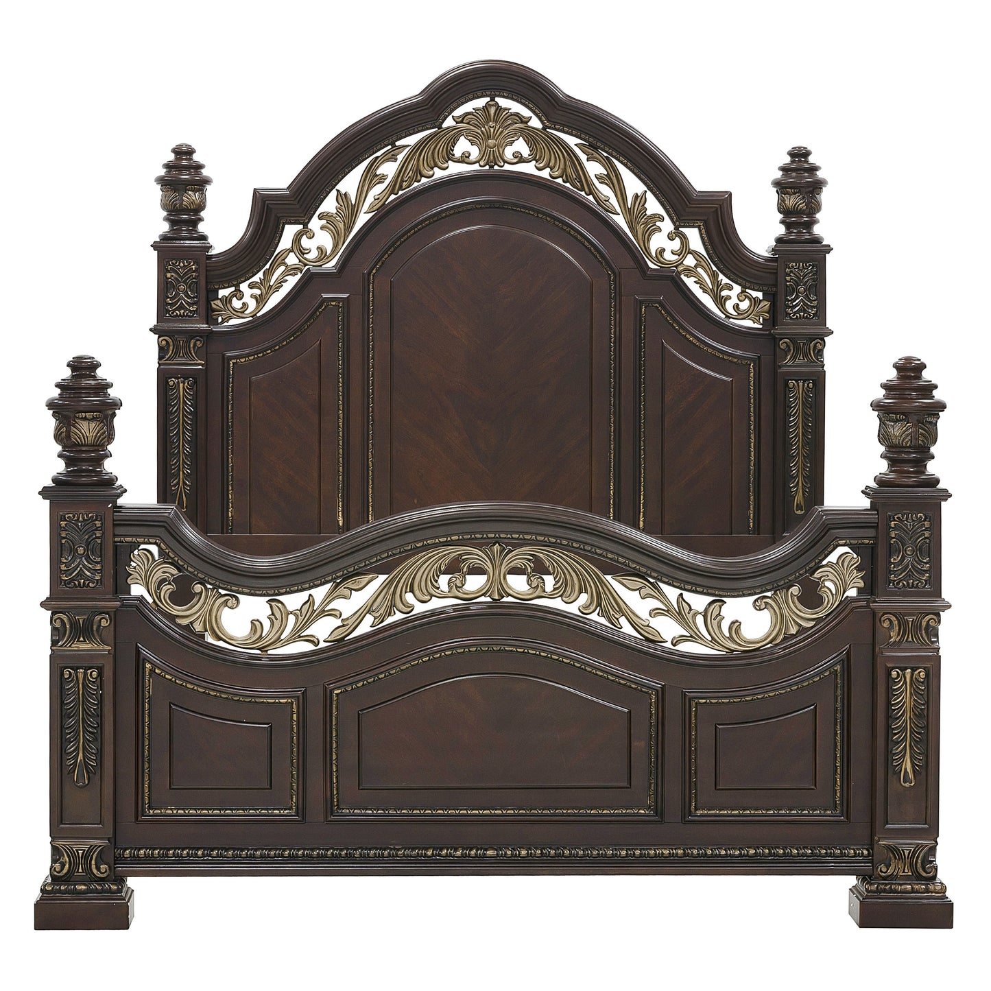 Homelegance Queen Bed Catalonia Dark Cherry Finish with Gold Tipping 1824-1