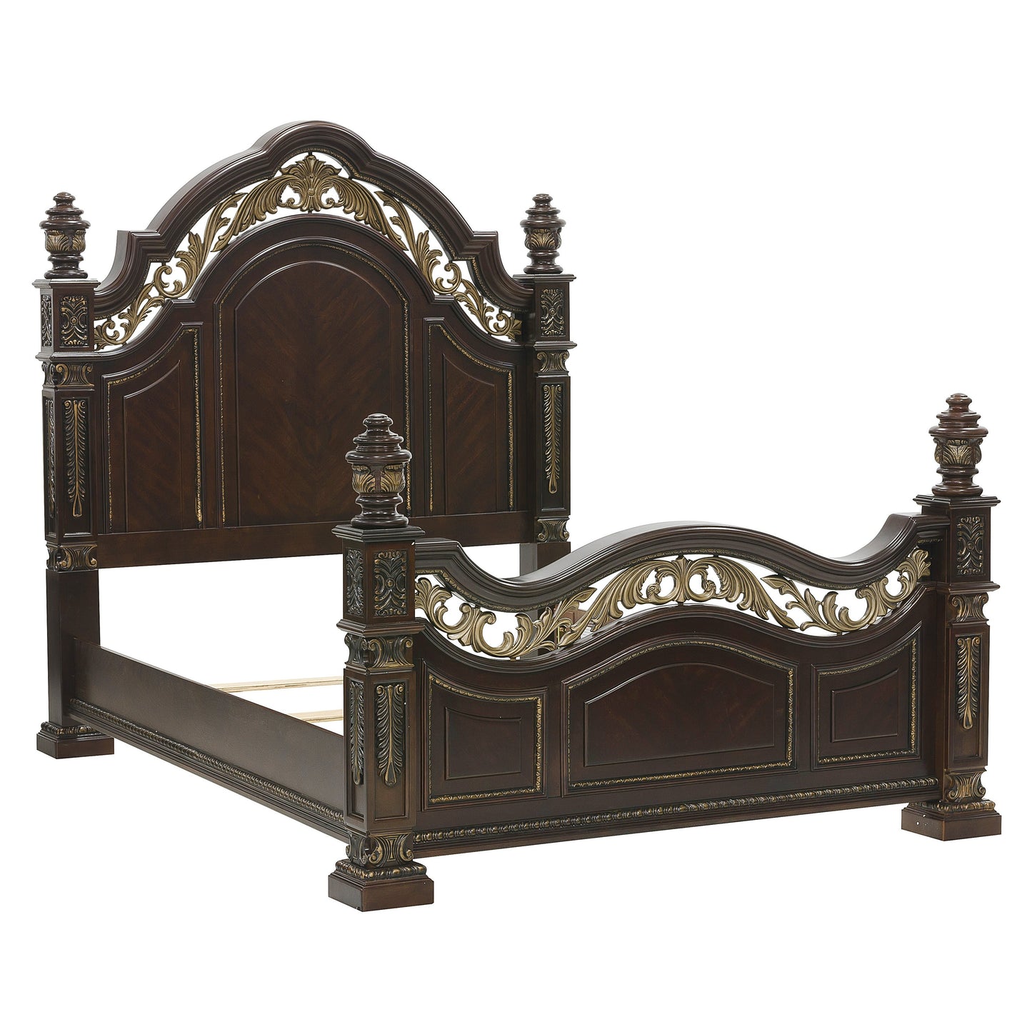 Homelegance Queen Bed Catalonia Dark Cherry Finish with Gold Tipping 1824-1