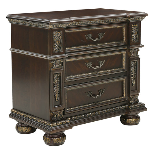 Homelegance Nightstand Catalonia Dark Cherry Finish 1824-4