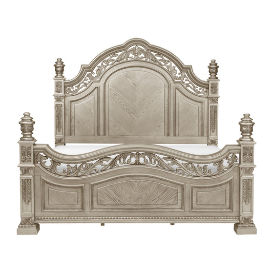 Homelegance Queen Bed Catalonia Platinum Gold Finish 1824PG-1