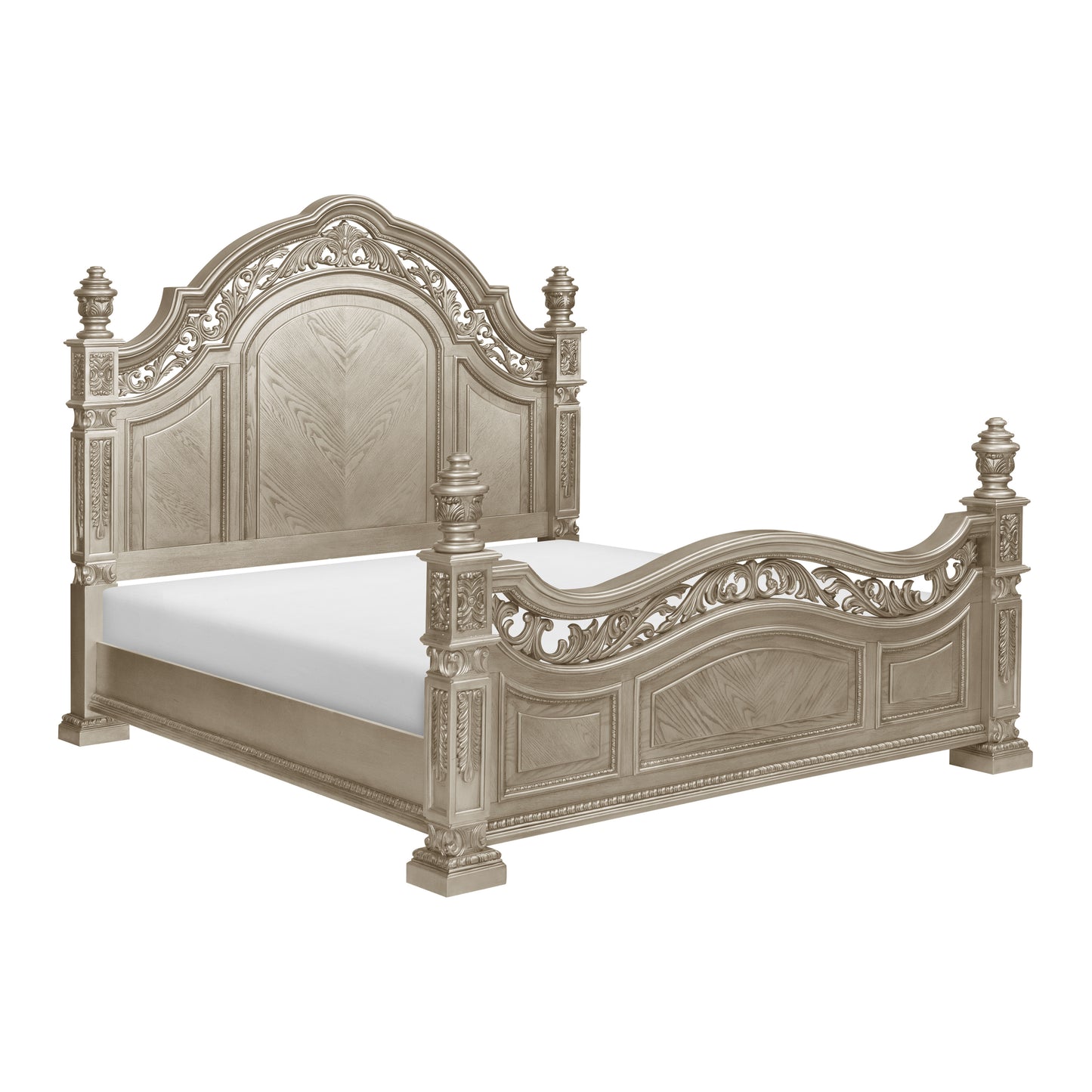 Homelegance Queen Bed Catalonia Platinum Gold Finish 1824PG-1