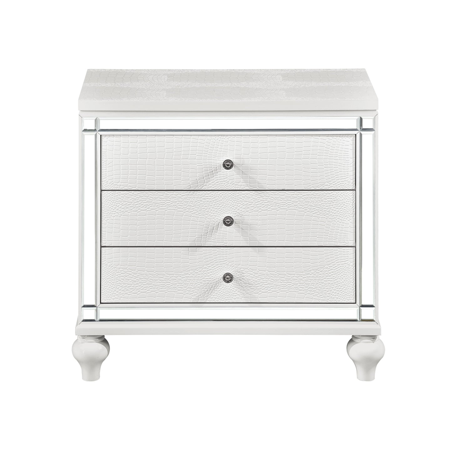 Homelegance Nightstand Alonza Metallic White Finish 1845-4