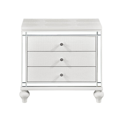 Homelegance Nightstand Alonza Metallic White Finish 1845-4